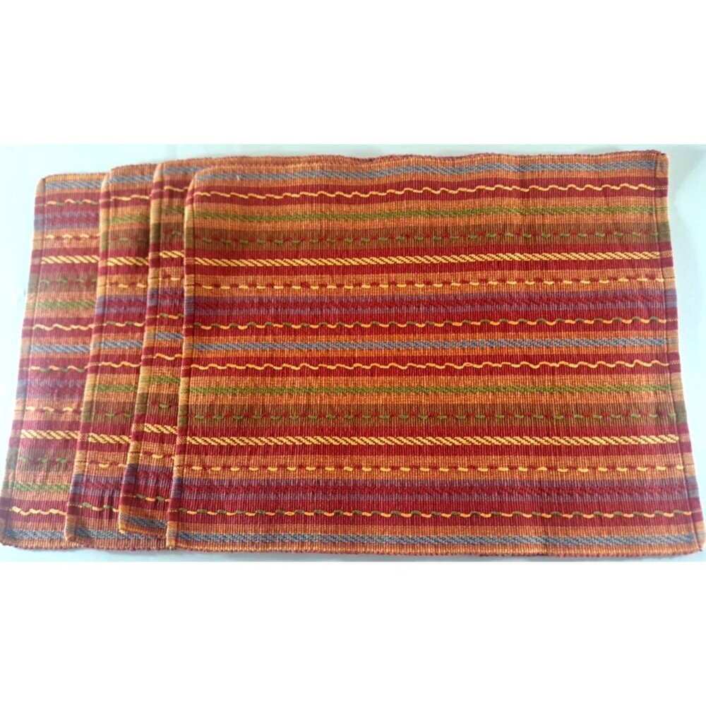 Bobby Flay Festive Placemats Set of 4 Striped Rainbow Southwest Woven 14x20